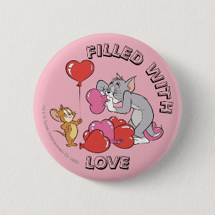Badge Rond 5 Cm Les ballons de coeur de Valentine gonflent Tom & J