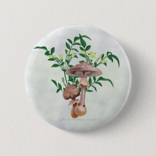 Badge Rond 5 Cm Les champignons repérés par or, étoile fleurit