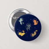 Badge Rond 5 Cm Les Chats D'Astronautes Dans L'Espace (Devant & derrière)
