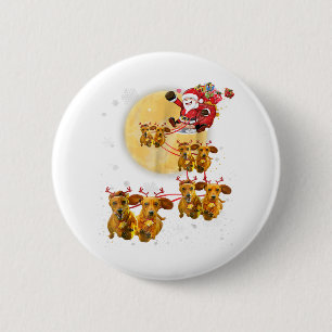 Badge Rond 5 Cm Les Chemises de Chien Dachshund, un renne de Noël