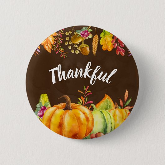 Badge Rond 5 Cm Les Citrouilles de récolte et les feuilles d'autom (Devant)
