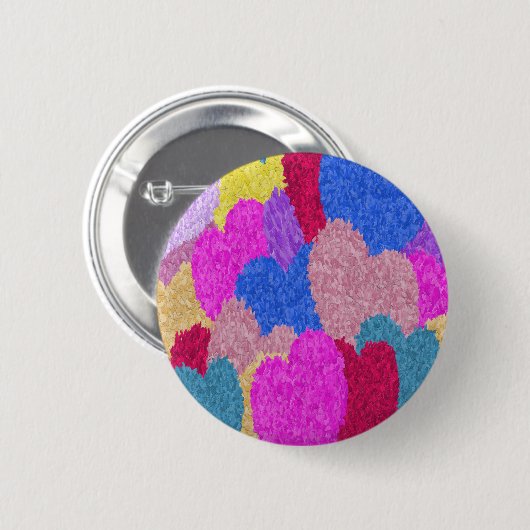 Badge Rond 5 Cm Les Coeurs Fragmentés Peinture Abstraite (Devant & derrière)