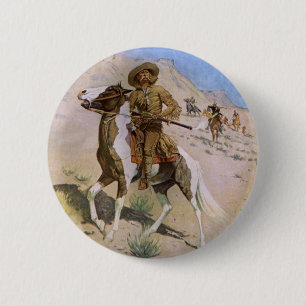 Badge Rond 5 Cm Les cow-boys militaires vintages, le scout de Remi