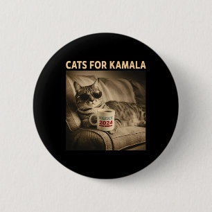 Badge Rond 5 Cm Les Dames Pour Kamala Drôle Chat 2024 Président Ka