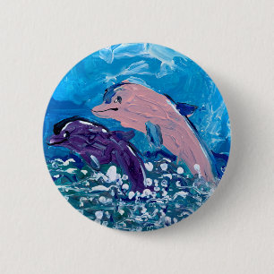 Badge Rond 5 Cm Les dauphins "L'art des enfants"