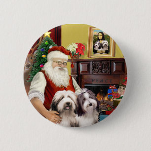 Badge Rond 5 Cm Les deux Bearded Collies de Santa