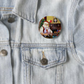 Badge Rond 5 Cm Les deux lévriers de Santa (En situation)