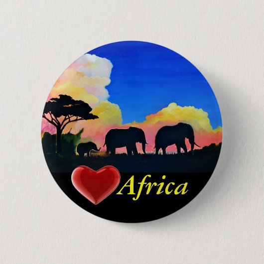 Badge Rond 5 Cm Les Éléphants À Dusk (Devant)