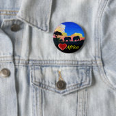 Badge Rond 5 Cm Les Éléphants À Dusk (En situation)