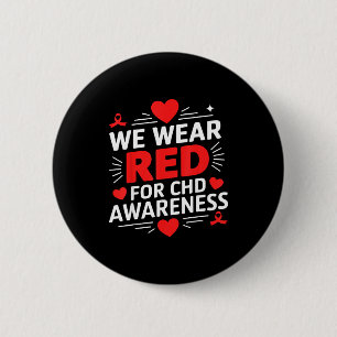 Badge Rond 5 Cm Les femmes en février portent du rouge pour la sen