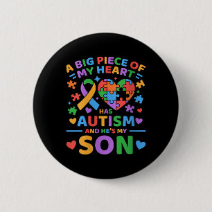 Badge Rond 5 Cm Les Femmes Un Gros Morceau De Mon Coeur A L'Autism