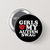 Badge Rond 5 Cm Les filles aiment mon autisme Swag Sensibilisation (Devant & derrière)