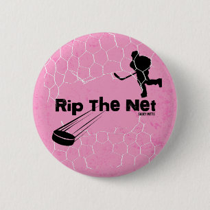 Badge Rond 5 Cm Les filles déchirent le Net Hockey Player rose Pin