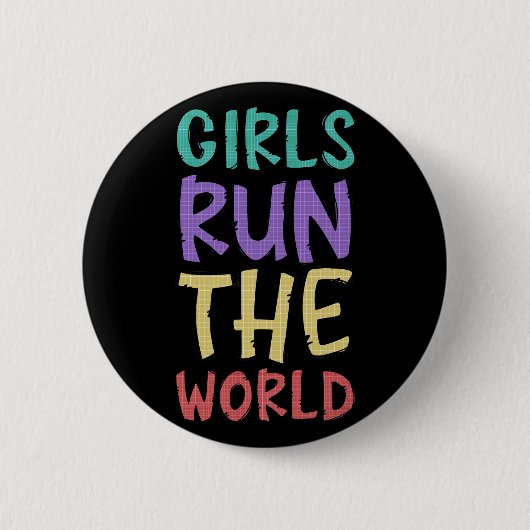 Badge Rond 5 Cm Les Filles Dirigent Le Monde Féministe (Devant)