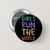 Badge Rond 5 Cm Les Filles Dirigent Le Monde Féministe (Devant & derrière)