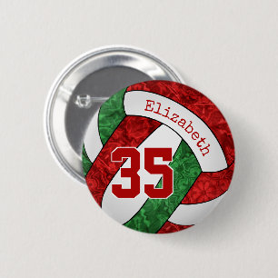 Badge Rond 5 Cm les filles nomment rouge vert volleball équipe cou
