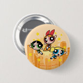 Badge Rond 5 Cm Les Filles Powerpuff Sauvent La Journée (Devant & derrière)