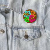 Badge Rond 5 Cm Les fleurs d'Hibiscus (En situation)