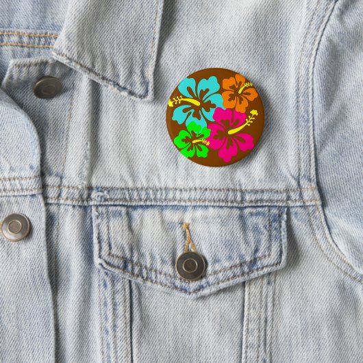 Badge Rond 5 Cm Les fleurs d'Hibiscus (En situation)