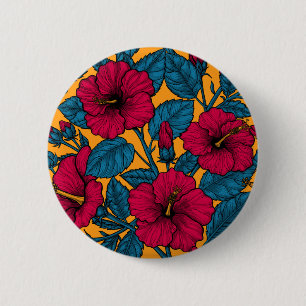 Badge Rond 5 Cm Les fleurs d'Hibiscus