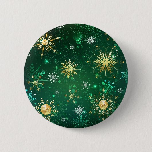 Badge Rond 5 Cm Les flocons dorés de Noël sur l'Arrière - plan ver (Devant)