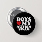 Badge Rond 5 Cm Les garçons aiment mon autisme Swag Sensibilisatio (Devant & derrière)
