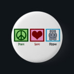 Badge Rond 5 Cm Les hippopotames de paix<br><div class="desc">Un joli cadeau hippo avec un joli signe de paix vert,  le coeur,  et un adorable hippopotame de dessin animé.</div>