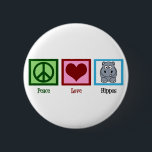 Badge Rond 5 Cm Les hippopotames de paix<br><div class="desc">Un joli cadeau hippo avec un joli signe de paix vert,  le coeur,  et un adorable hippopotame de dessin animé.</div>