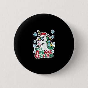 Badge Rond 5 Cm Les licornes de Noël ont une fête de Noël magique