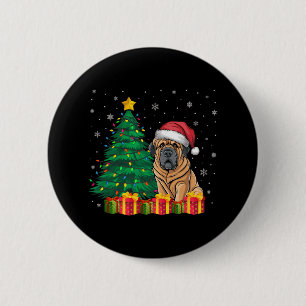 Badge Rond 5 Cm Les lumières de Noël du moche Mastiff du Père Noël