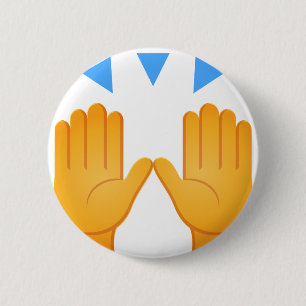 Badge Rond 5 Cm Les mains ont soulevé Emoji