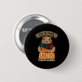 Badge Rond 5 Cm Les marmottes préfèrent le printemps à la journée  (Devant & derrière)