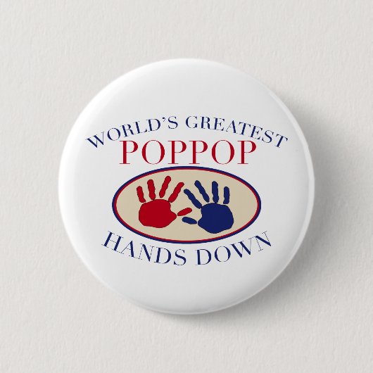 Badge Rond 5 Cm Les meilleures mains de PopPop vers le bas (Devant)