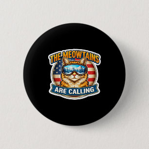 Badge Rond 5 Cm Les meowtains appellent le skieur de ski de snowbo