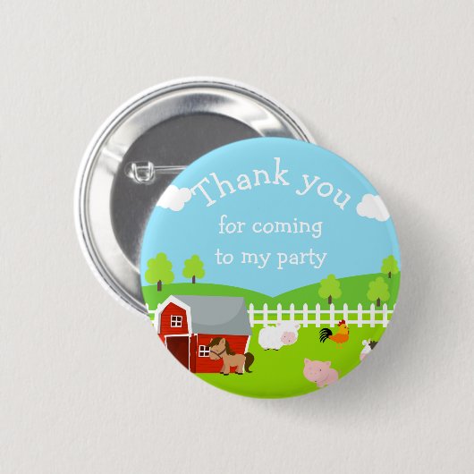 Badge Rond 5 Cm Les mignons animaux de ferme 'Merci pour venir' (Devant & derrière)