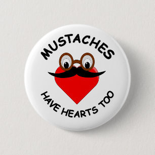 Badge Rond 5 Cm Les moustaches ont aussi des coeurs