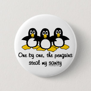Badge Rond 5 Cm Les pingouins volent ma santé d'esprit