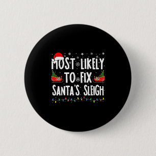 Badge Rond 5 Cm Les Plus Susceptibles De Corriger Père Noël Sleigh