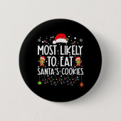 Badge Rond 5 Cm Les Plus Susceptibles De Manger Père Noël Cookies  (Devant)