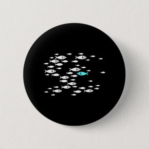 Badge Rond 5 Cm Les poissons nagent contre le courant dans la mer
