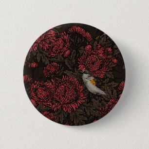 Badge Rond 5 Cm Les Reddébutants dans les chrysanthèmes en brun et