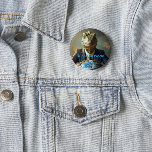 Badge Rond 5 Cm Les Reptiliens Dirigent Le Monde (En situation)