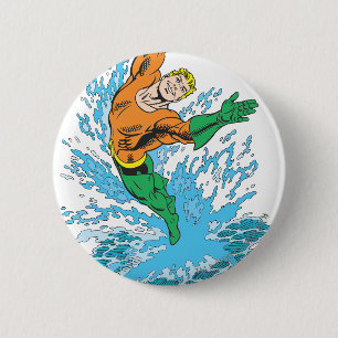 Badge Rond 5 Cm Les sauts d'aquaman dans la vague