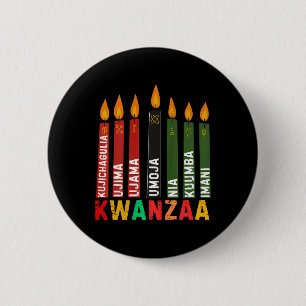 Badge Rond 5 Cm Les Sept Principes De Kwanzaa Kinara Happy Kwanz