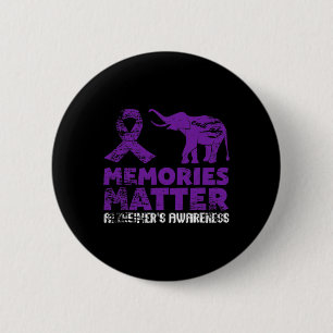 Badge Rond 5 Cm Les souvenirs comptent Alzheimer - Eléphant pourpr
