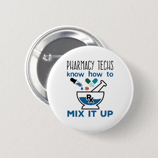 Badge Rond 5 Cm Les techniciens en pharmacie savent comment le mél (Devant & derrière)