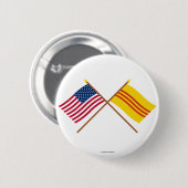 Badge Rond 5 Cm Les USA et drapeaux croisés du Vietnam du Sud (Devant & derrière)