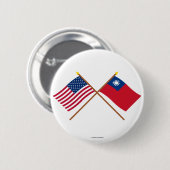Badge Rond 5 Cm Les USA et drapeaux croisés par Taïwan (Devant & derrière)