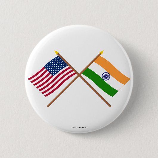 Badge Rond 5 Cm Les USA et drapeaux croisés parInde (Devant)