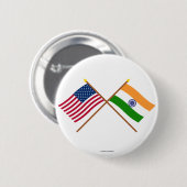 Badge Rond 5 Cm Les USA et drapeaux croisés parInde (Devant & derrière)